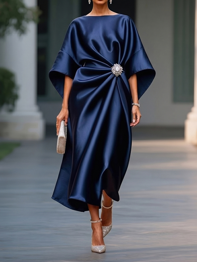 Elegant Solid Color Midi Dress