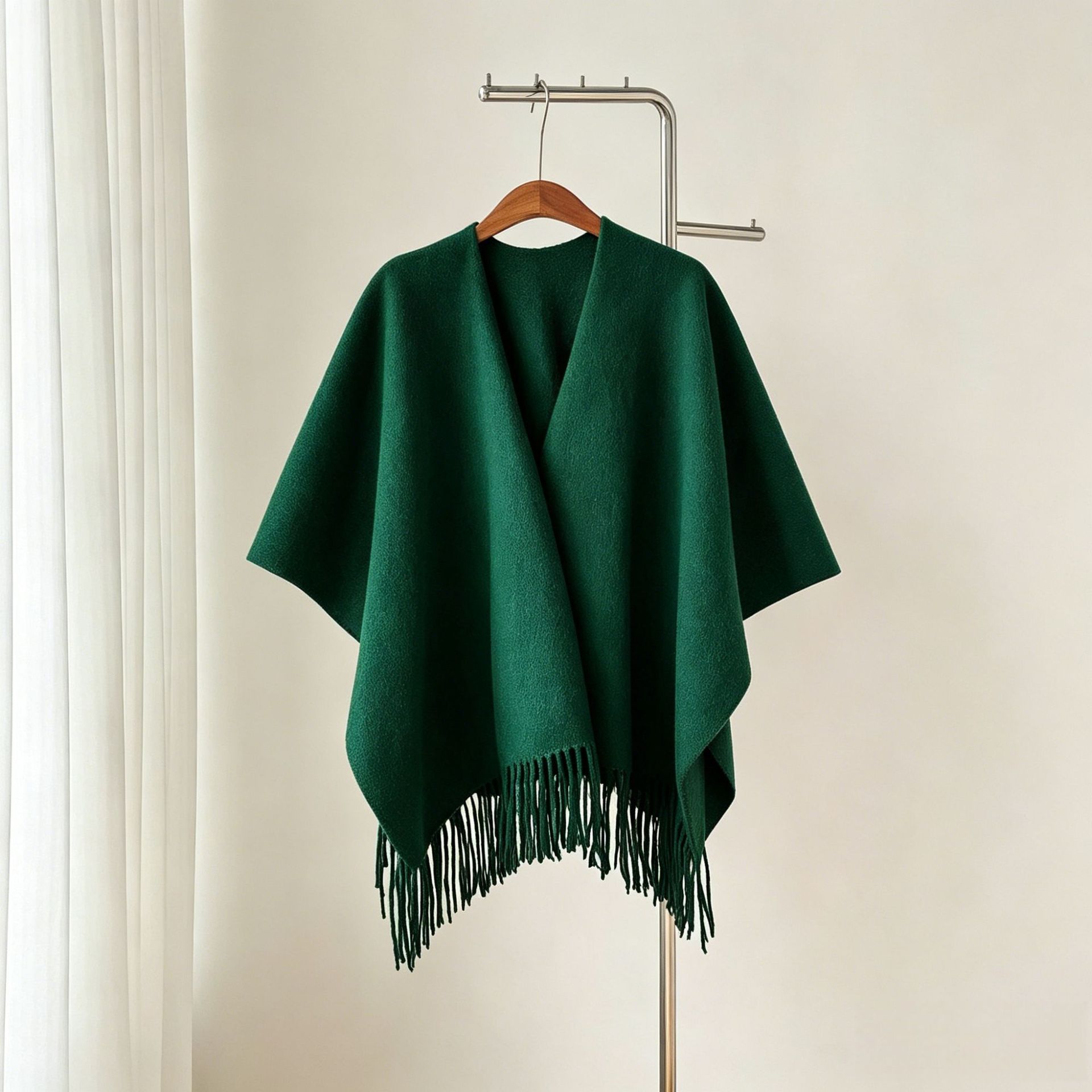 Solid Color Tassel Shawl