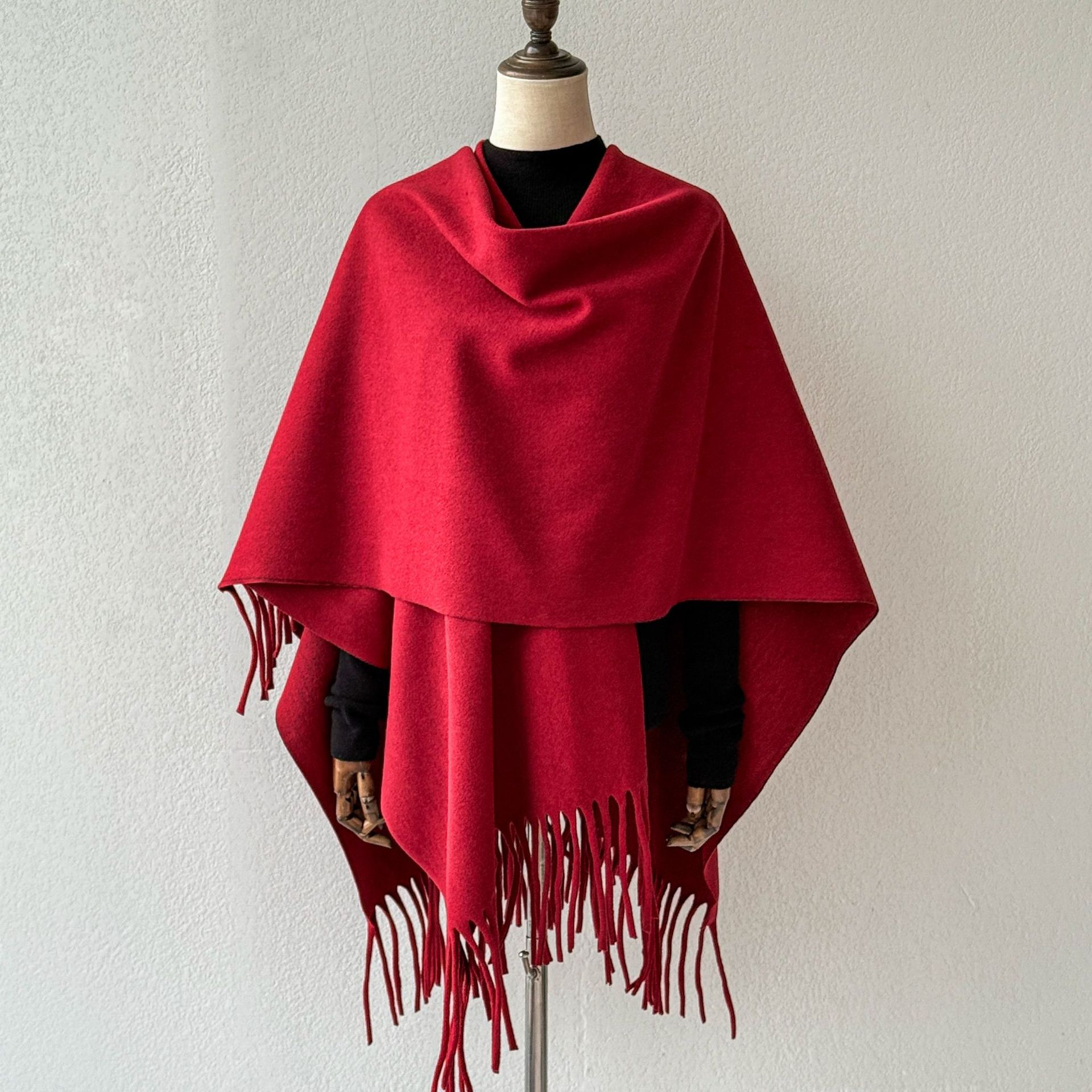 Solid Color Tassel Shawl