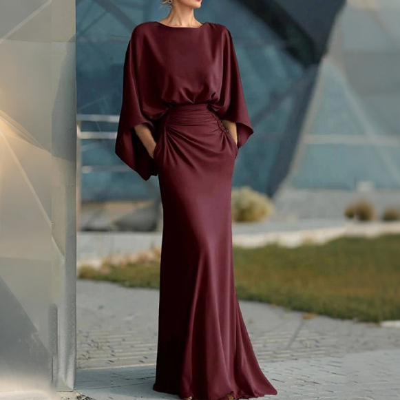 Elegant Backless Pleated Slim Fit Dress