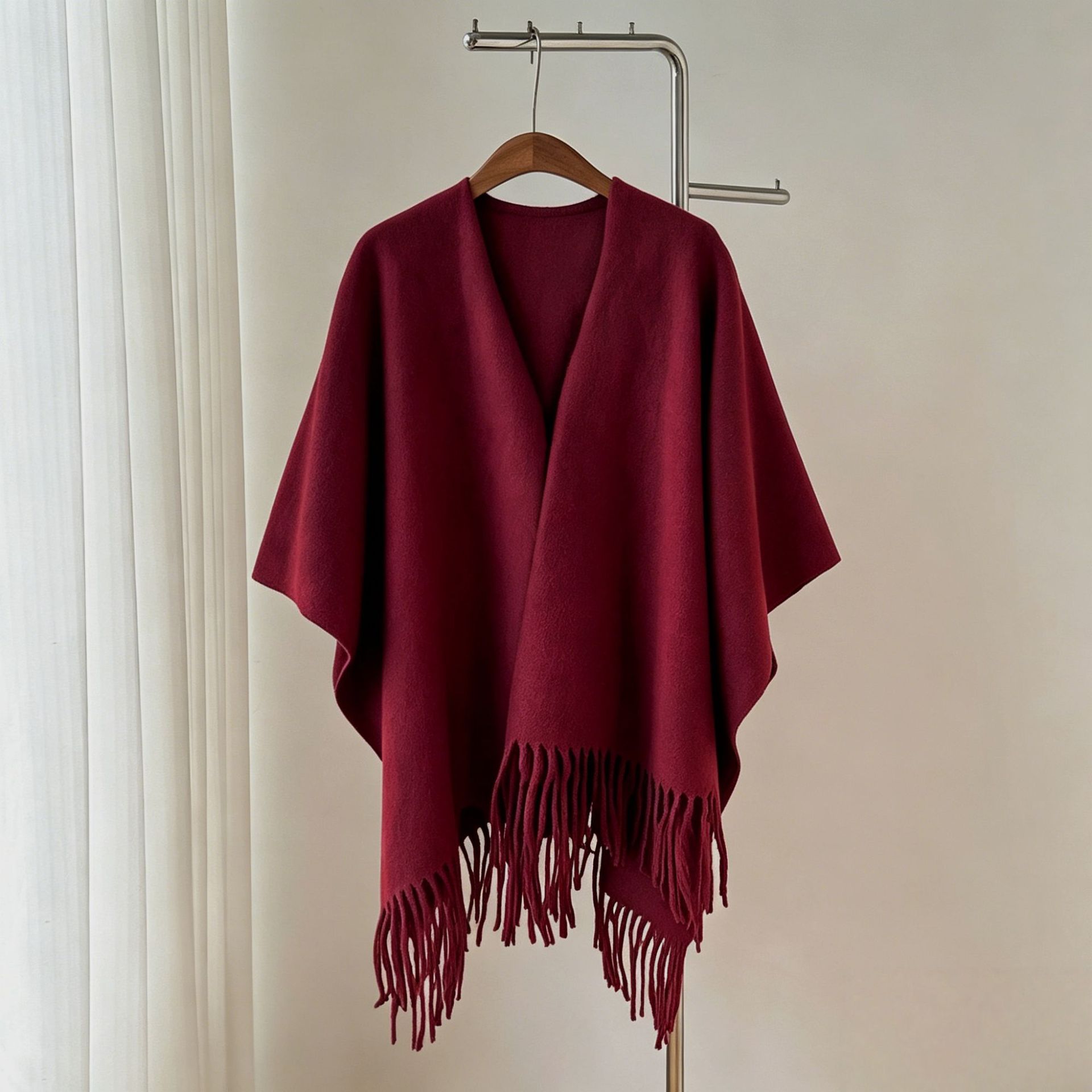 Solid Color Tassel Shawl