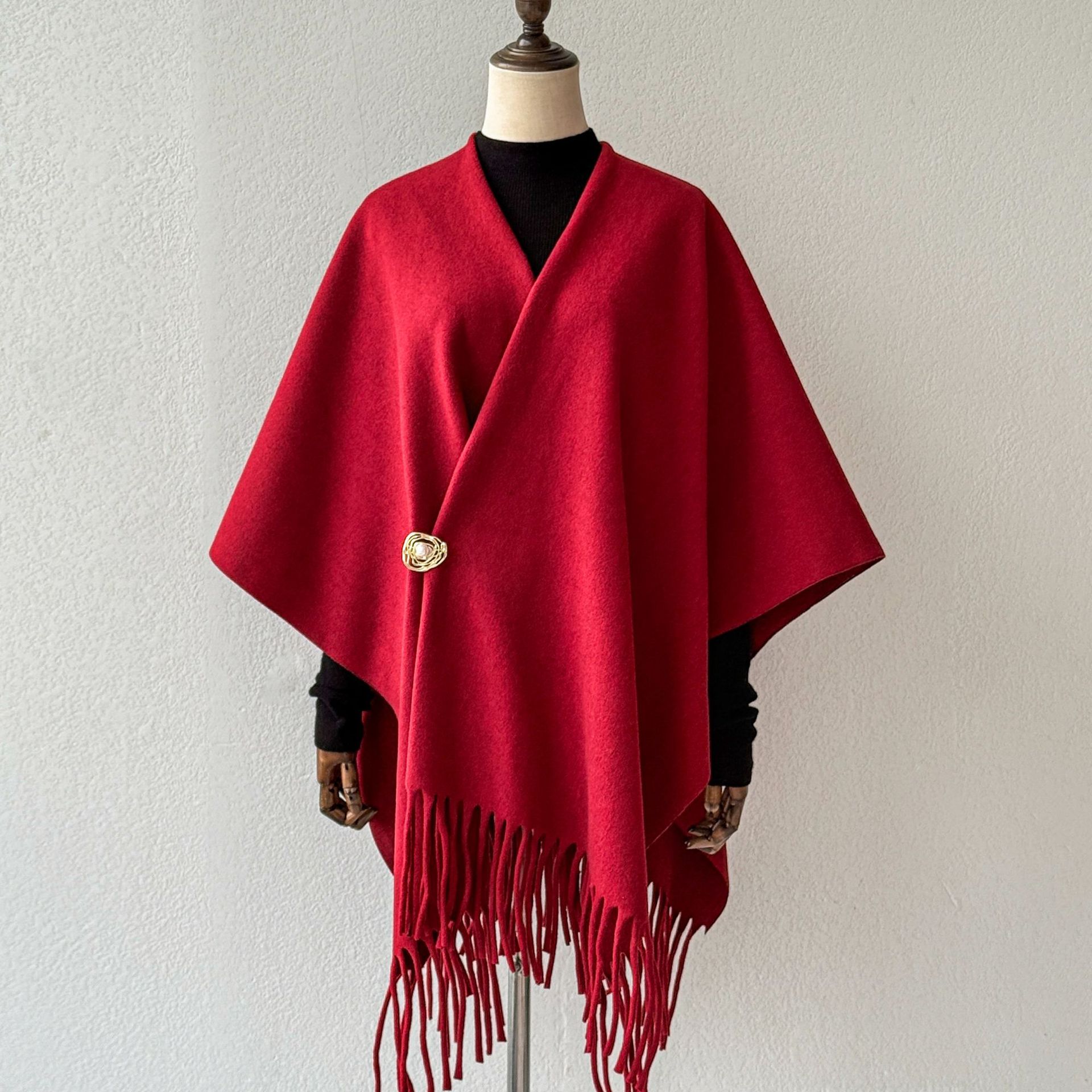 Solid Color Tassel Shawl