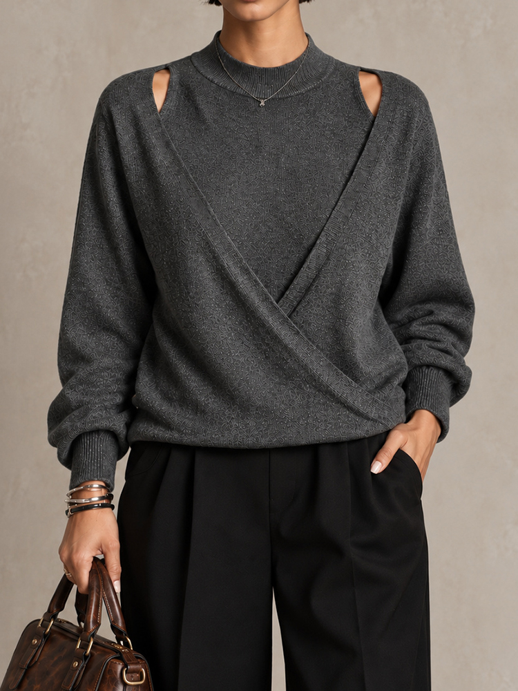 Elegance Mock-neck Long-sleeve Knit Top