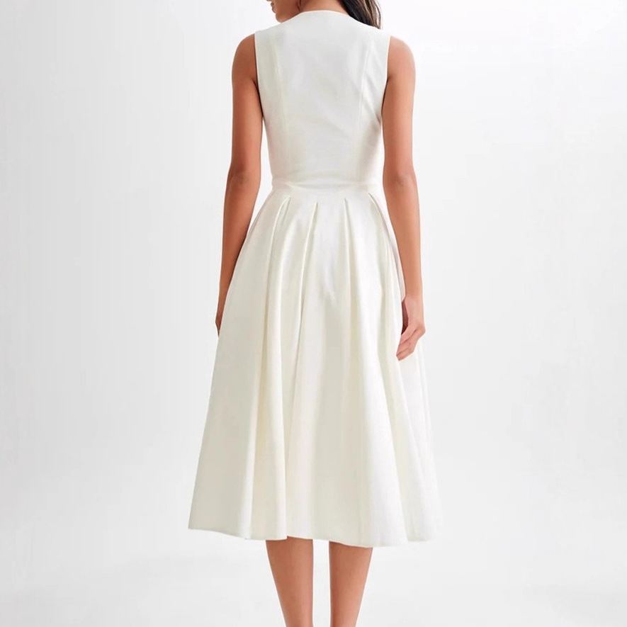 Elegant White Satin V Neck Maxi Dress