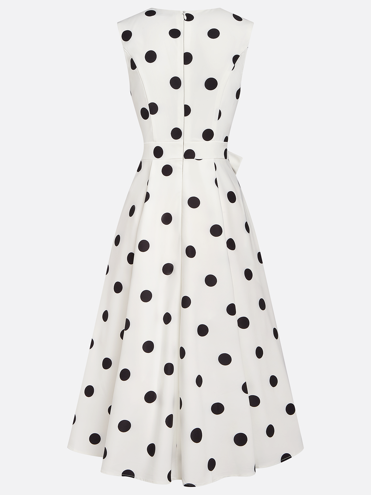 Retro French Lace-up Polka-dot Midi Dress