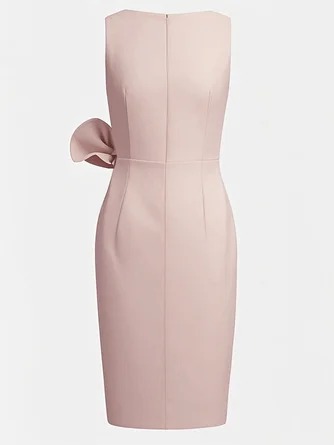 Women's Fashion Bow Sleeveless Solid Color Midi Dress