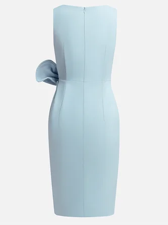 Women's Fashion Bow Sleeveless Solid Color Midi Dress