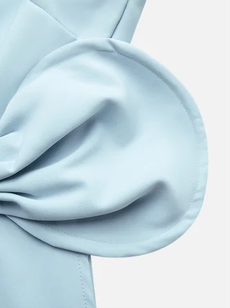 Women's Fashion Bow Sleeveless Solid Color Midi Dress