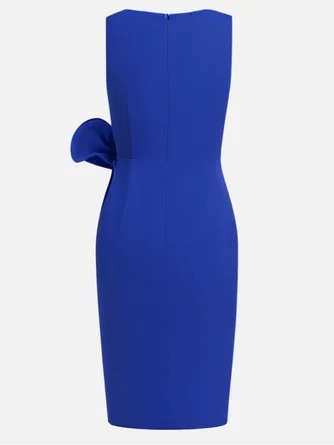 Women's Fashion Bow Sleeveless Solid Color Midi Dress