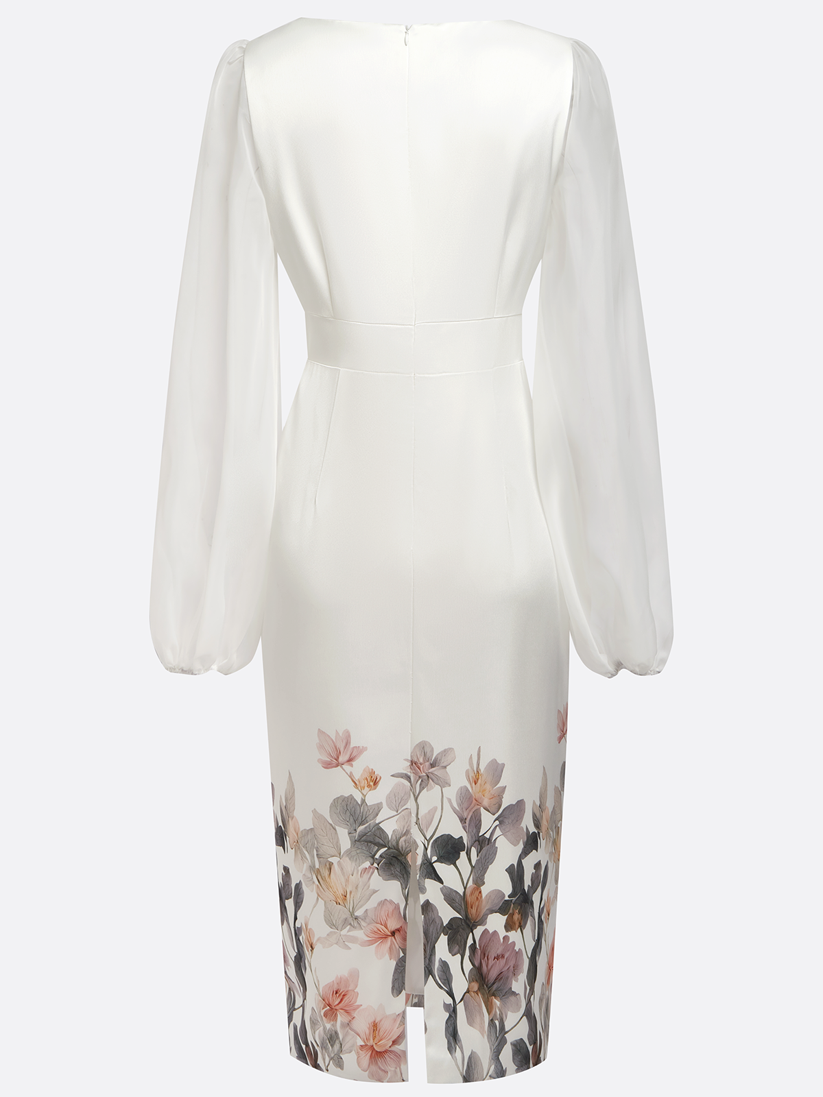 Women's Mesh Spliced ​​v-neck Digital Print Maxi Dress