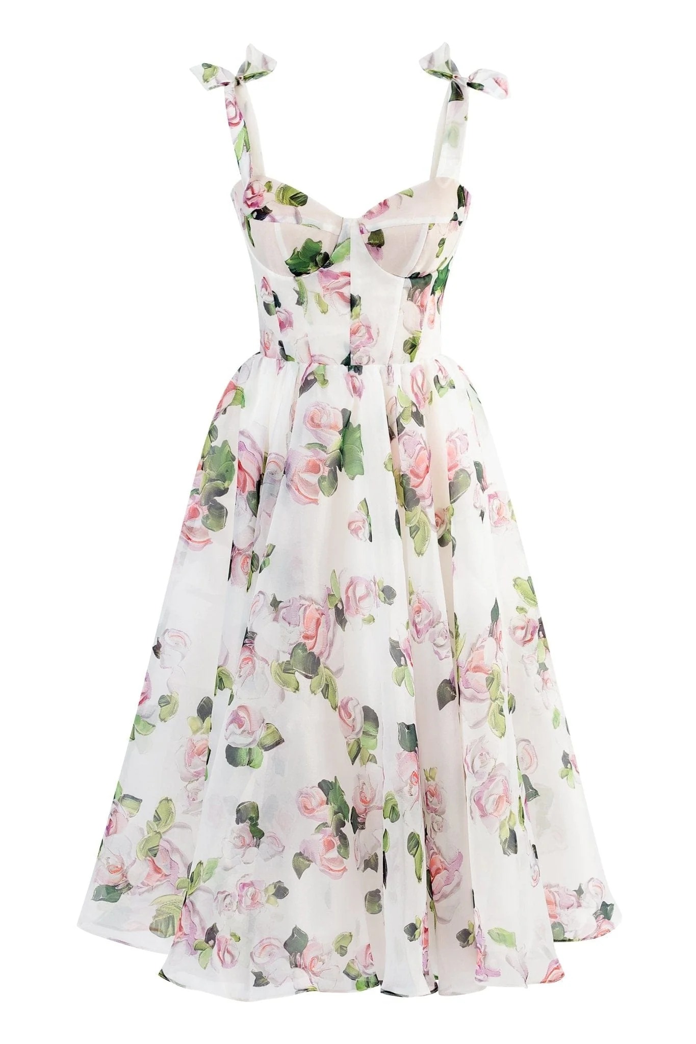 Stylish Organza Elegant Printed Midi Dress
