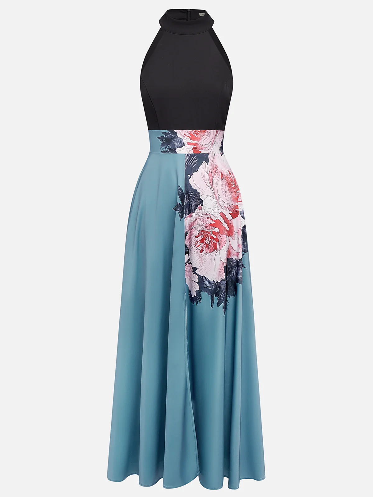 Elegant Floral Design Sleeveless Maxi Dress