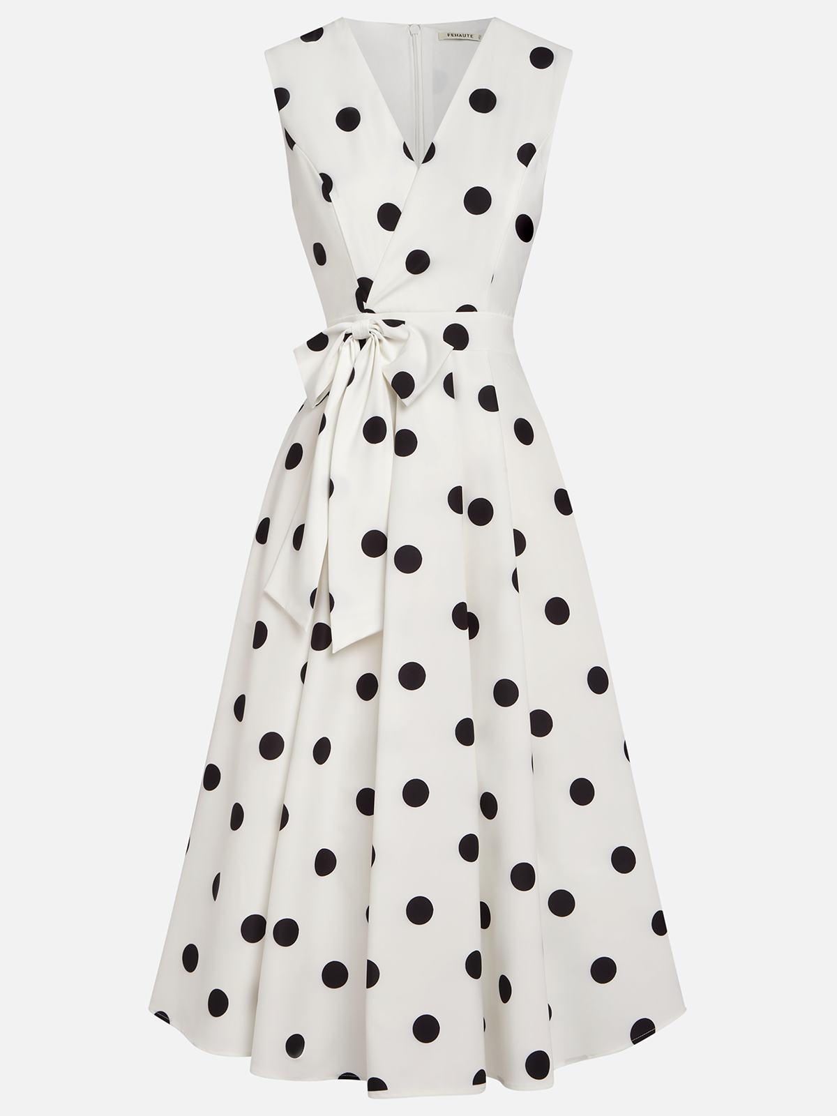 Retro French Lace-up Polka-dot Midi Dress