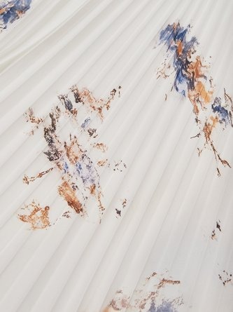 Women's Printed V-neck Sleeveless Fashion Pleated Dress