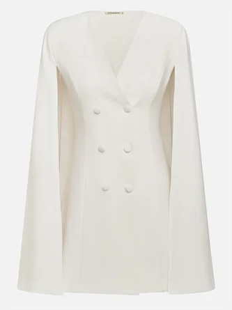Women's Commuting Double-breasted Cape Trench Coat Suit Dress
