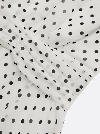Women's French Style Waist-skimming Polka Dot Sleeveless Dress