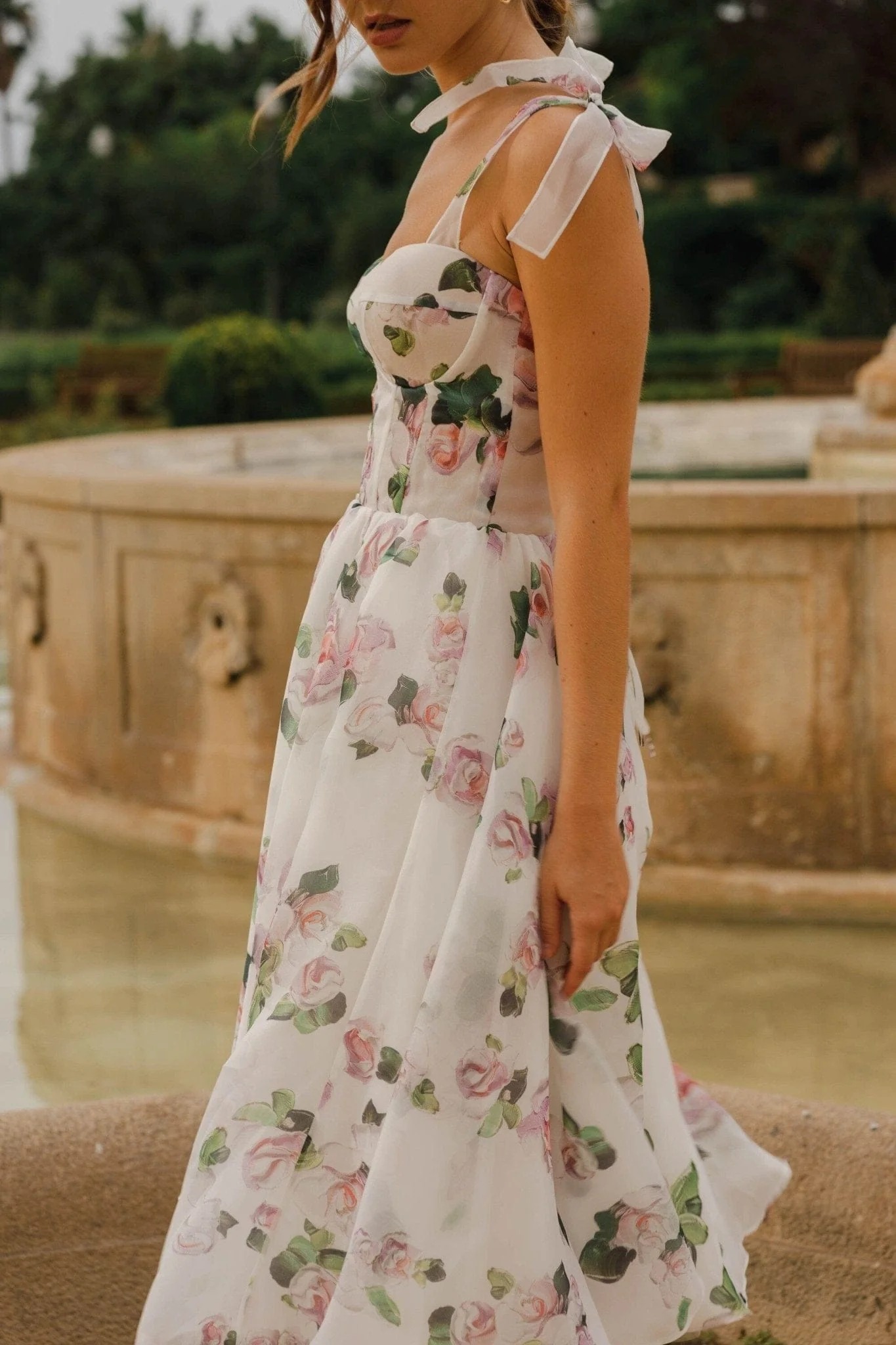 Stylish Organza Elegant Printed Midi Dress