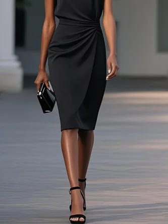 Retro Solid Color Elegant Slim-fit Dress