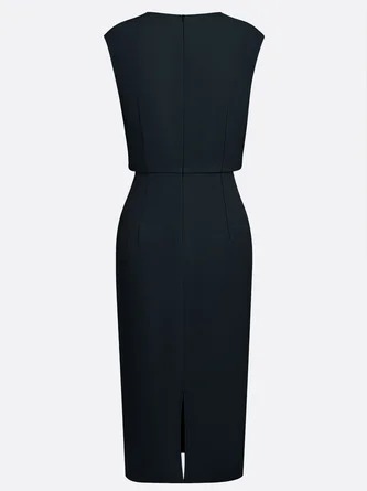Retro Solid Color Elegant Slim-fit Dress
