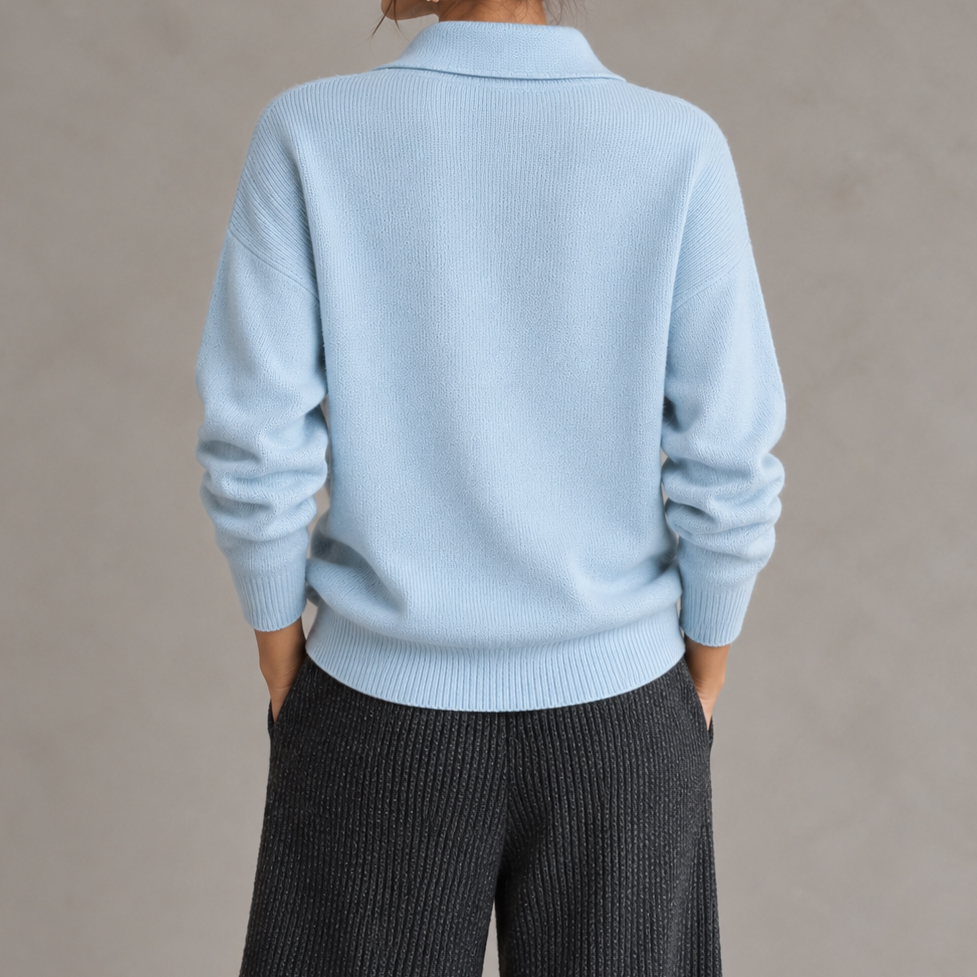Elegance Collared Half-button Knit Top