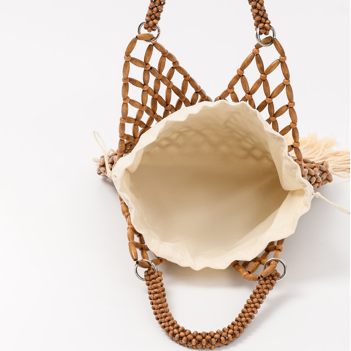 Vacation Tassel Hand-woven Beaded Wooden Bead Handbag