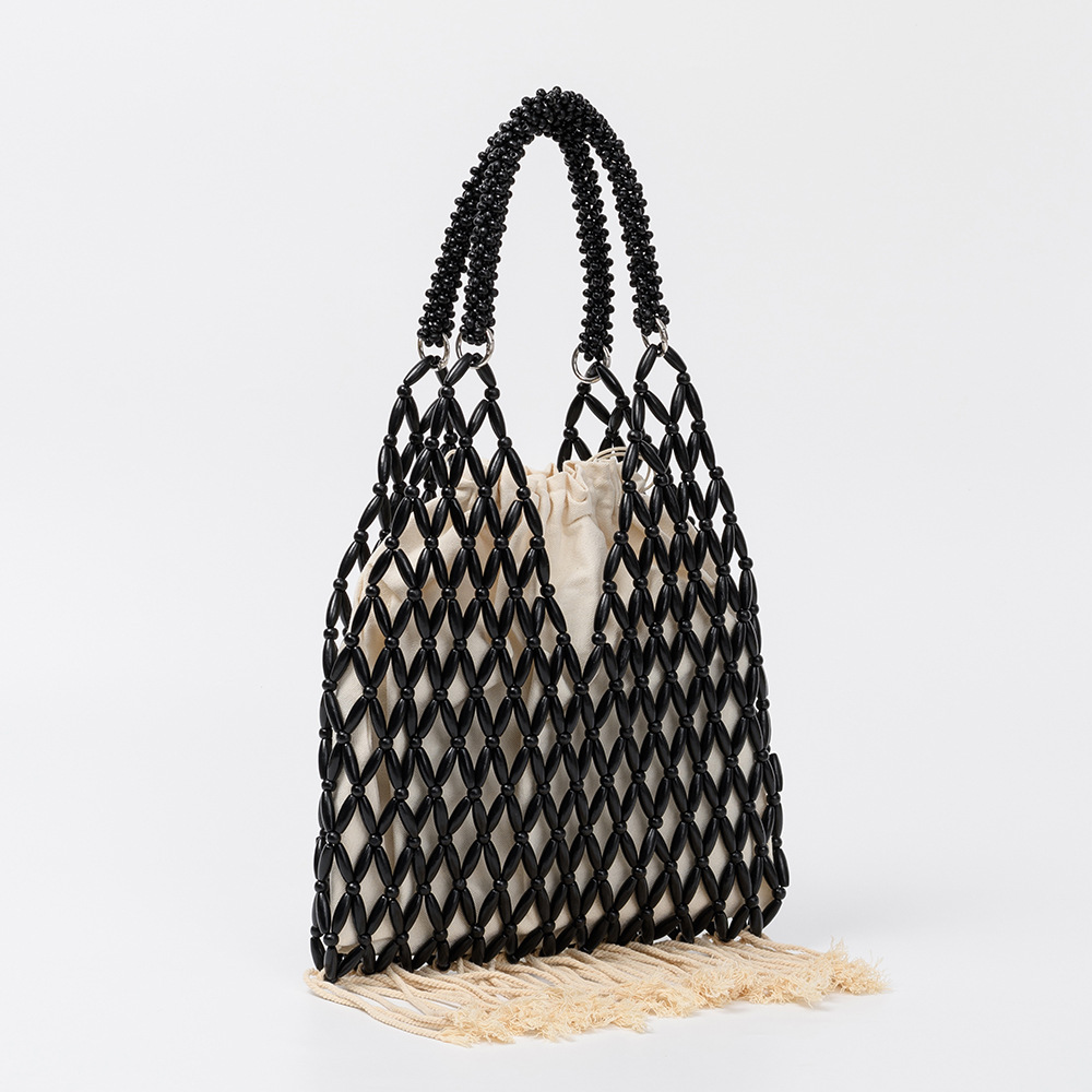 Vacation Tassel Hand-woven Beaded Wooden Bead Handbag