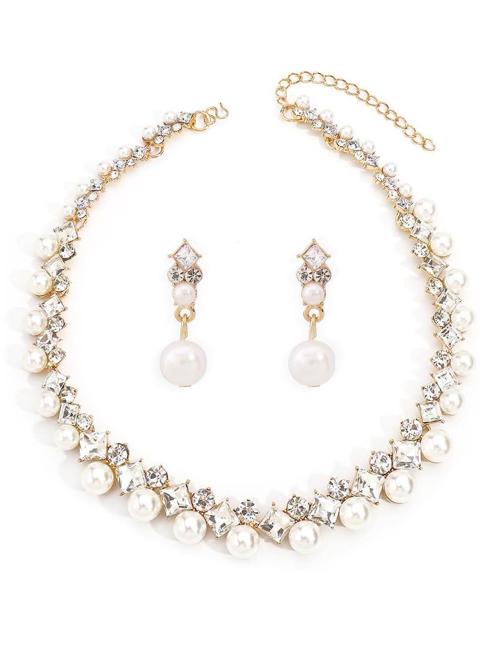 2pcs/set Elegant Imitation Pearl  Necklace Earrings And Bracelet Set