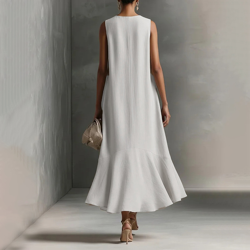 Women's Fashion Deep V-neck Sleeveless Irregular Hem Dress