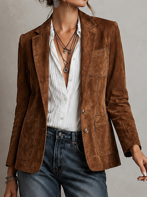 Classic Suede Button-Up Coat