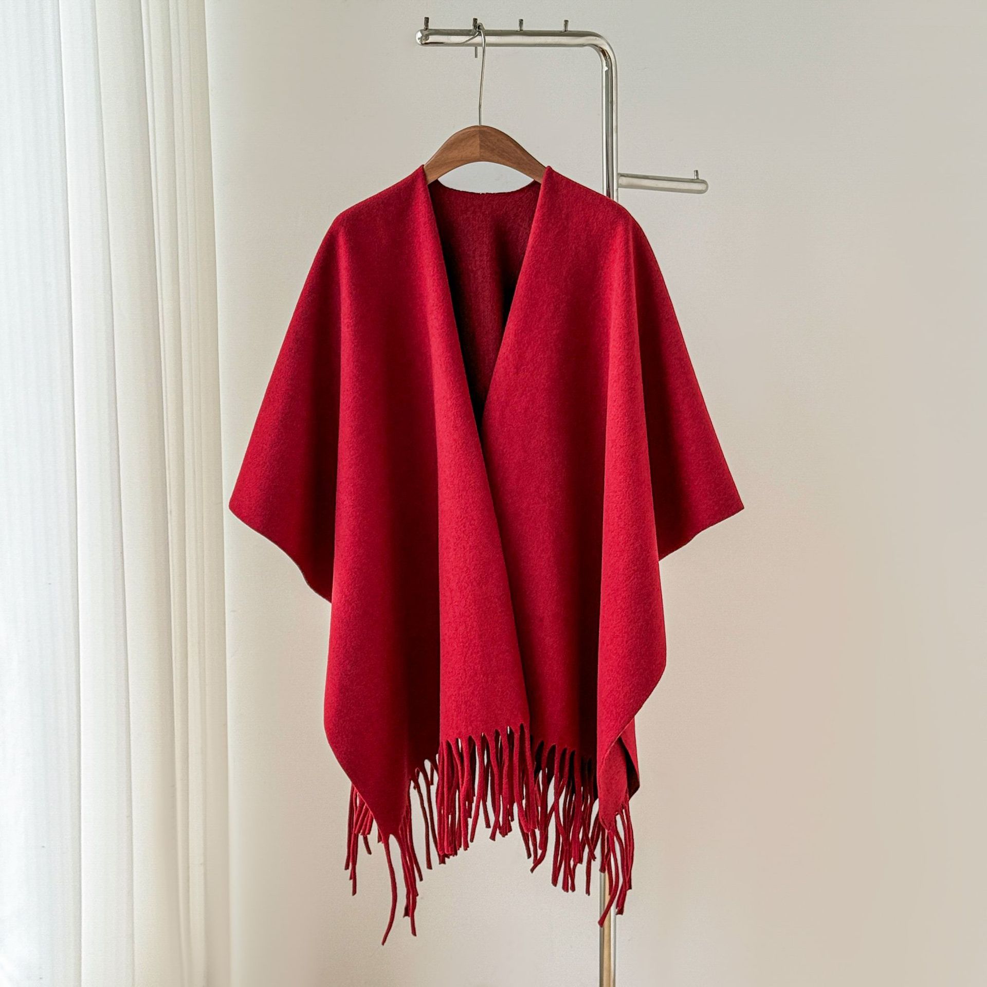 Solid Color Tassel Shawl