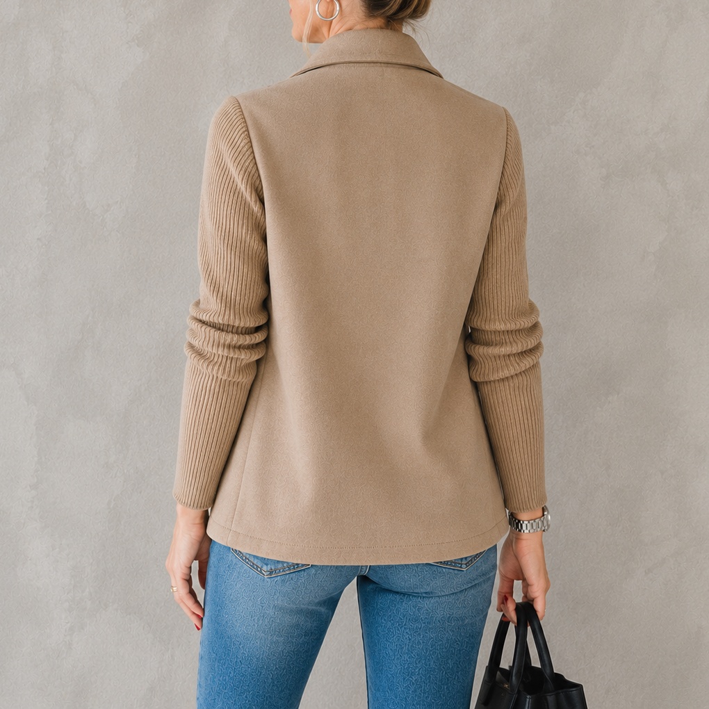 Elegant Knitted And Woolen Double-breasted Lapel Suit Jacket