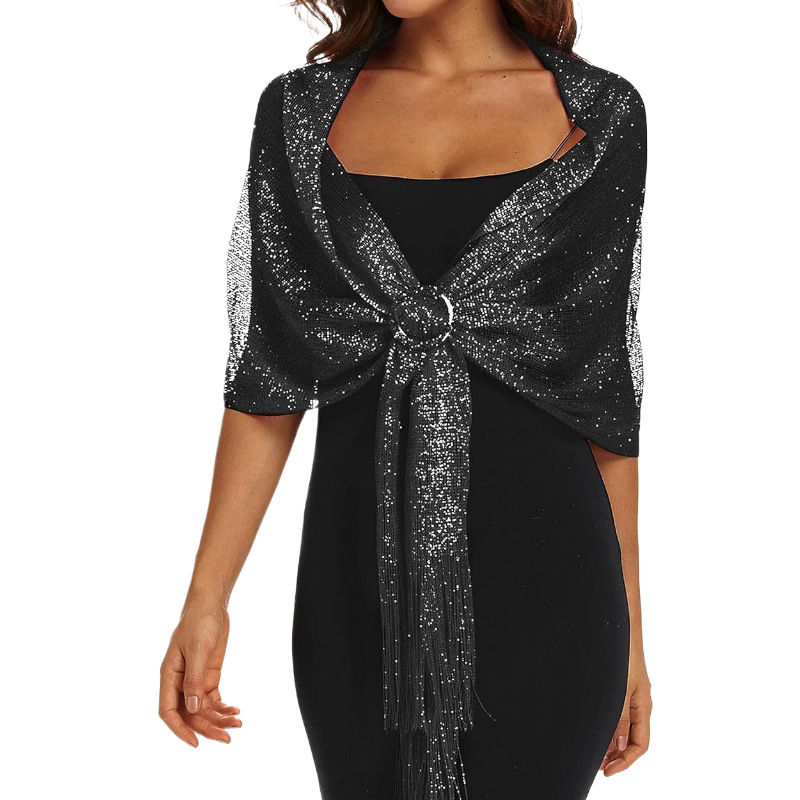 Sparkly Buckled Tassel Shawls