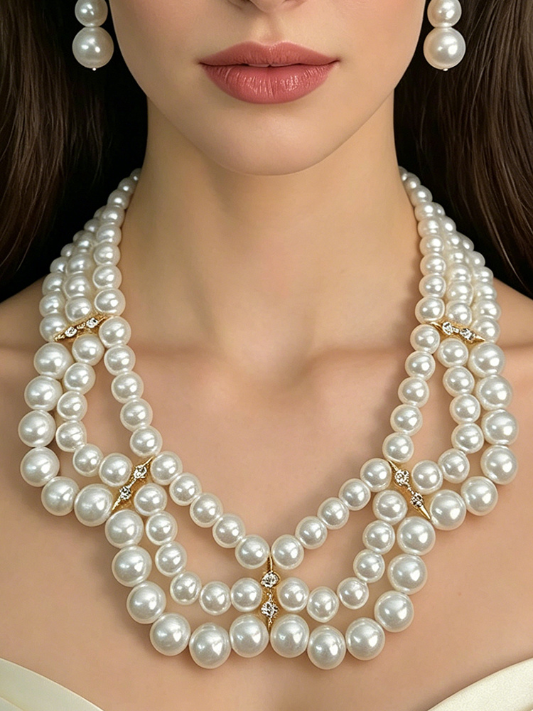 2pcs/set Elegant Imitation Pearl Party Jewelry Set