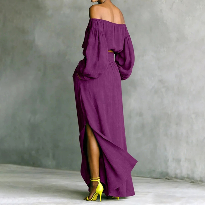 Casual Off-shoulder Top And Irregular Skirt Two-piece Set