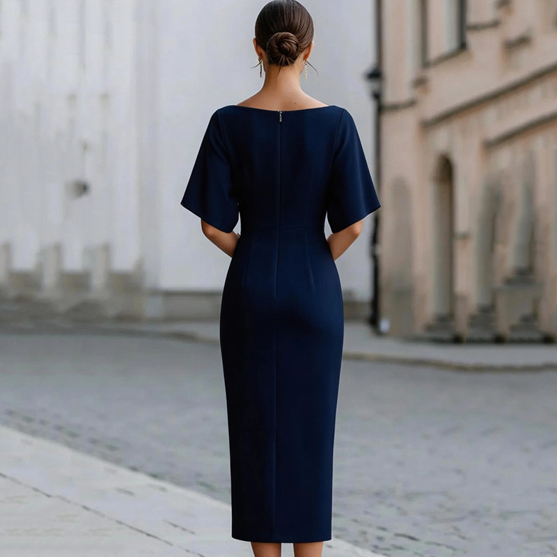 Elegant Waist Slimming Midi Dress