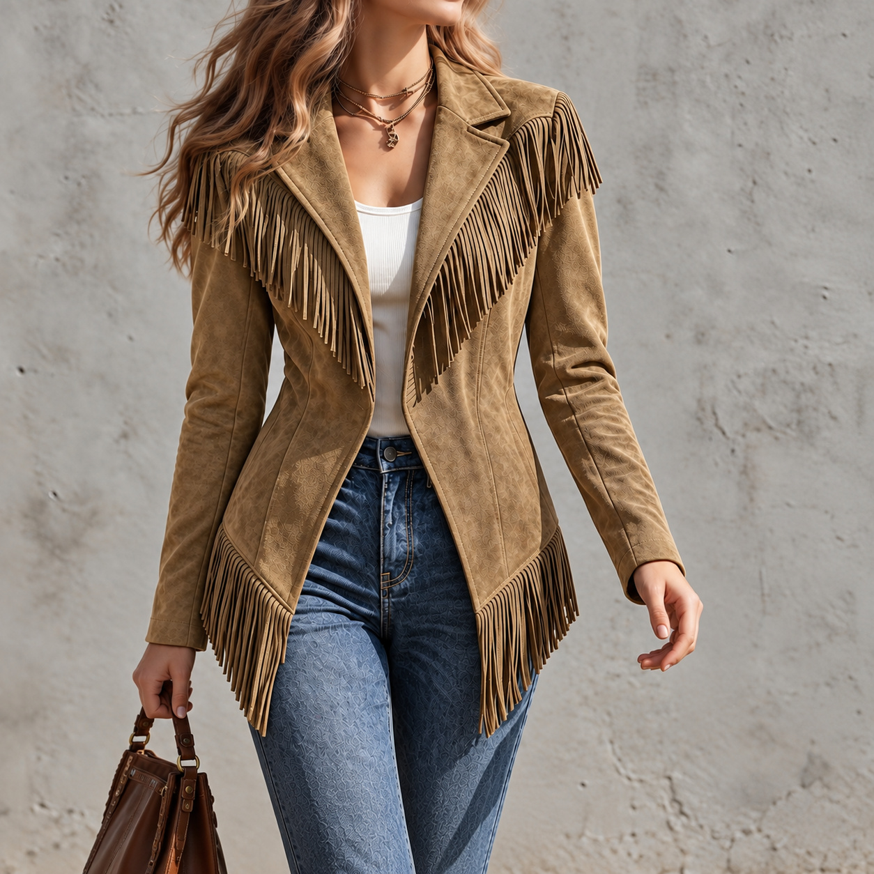 Retro Suede Fringe Slim-fit Lapel Jacket