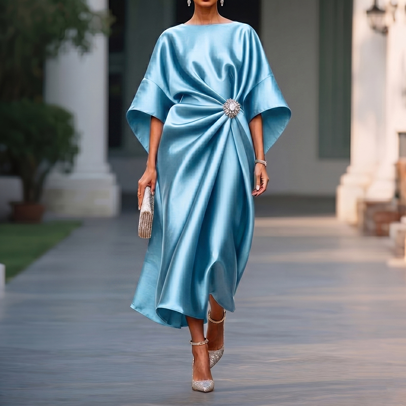 Elegant Solid Color Midi Dress