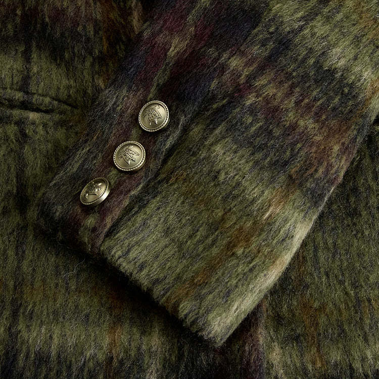 Elegant Long Plaid Wool Coat