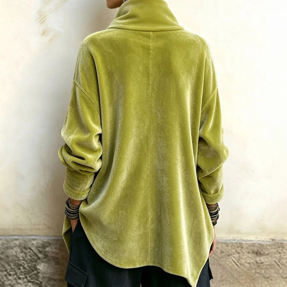 Women's Fall Winter Cozy Asymmetric Velvet Top
