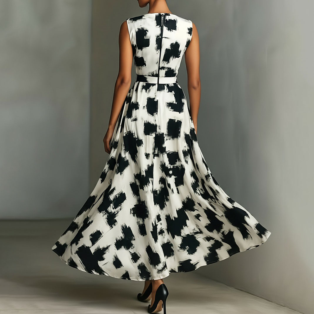 Women's Elegant Abstract Art Print Dress