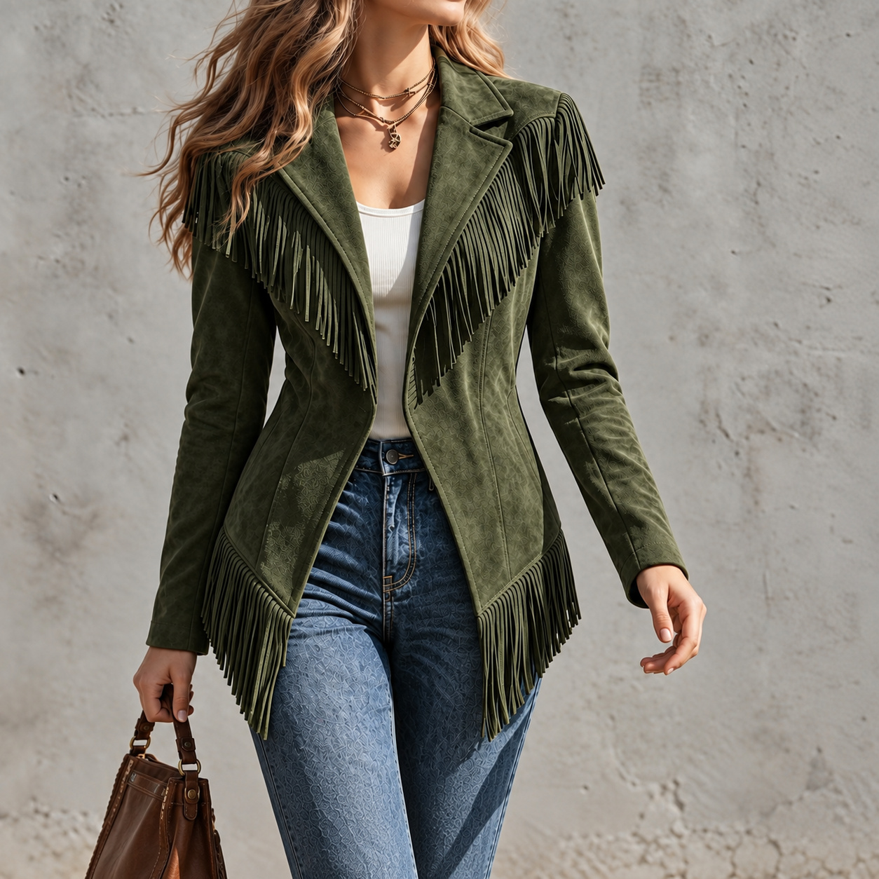 Retro Suede Fringe Slim-fit Lapel Jacket