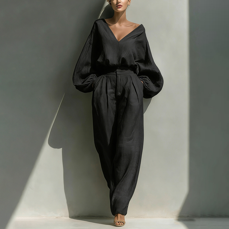 Loose Vintage Linen Two-piece Set