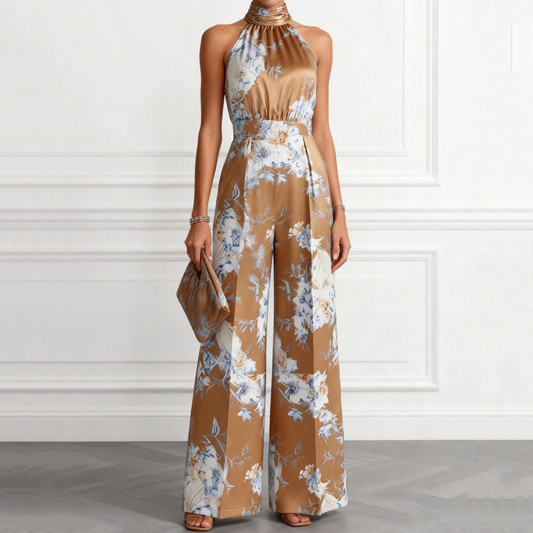 Elegant Floral Art Print Jumpsuit