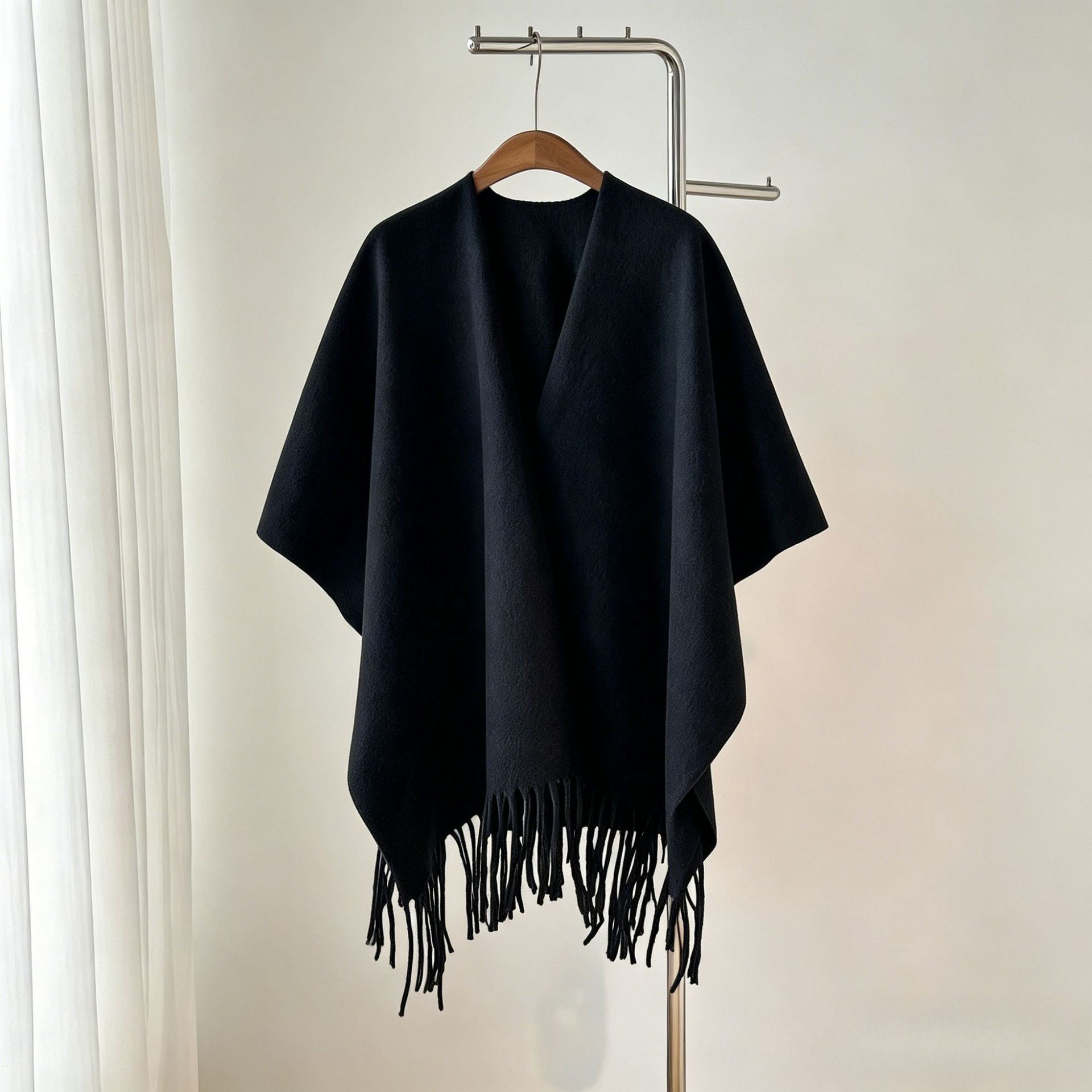 Solid Color Tassel Shawl