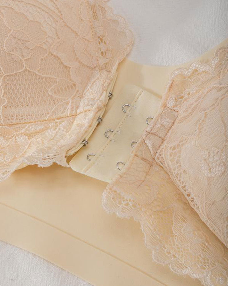 Women's Contrast Lace Hook & Eye Front Pushup Bra