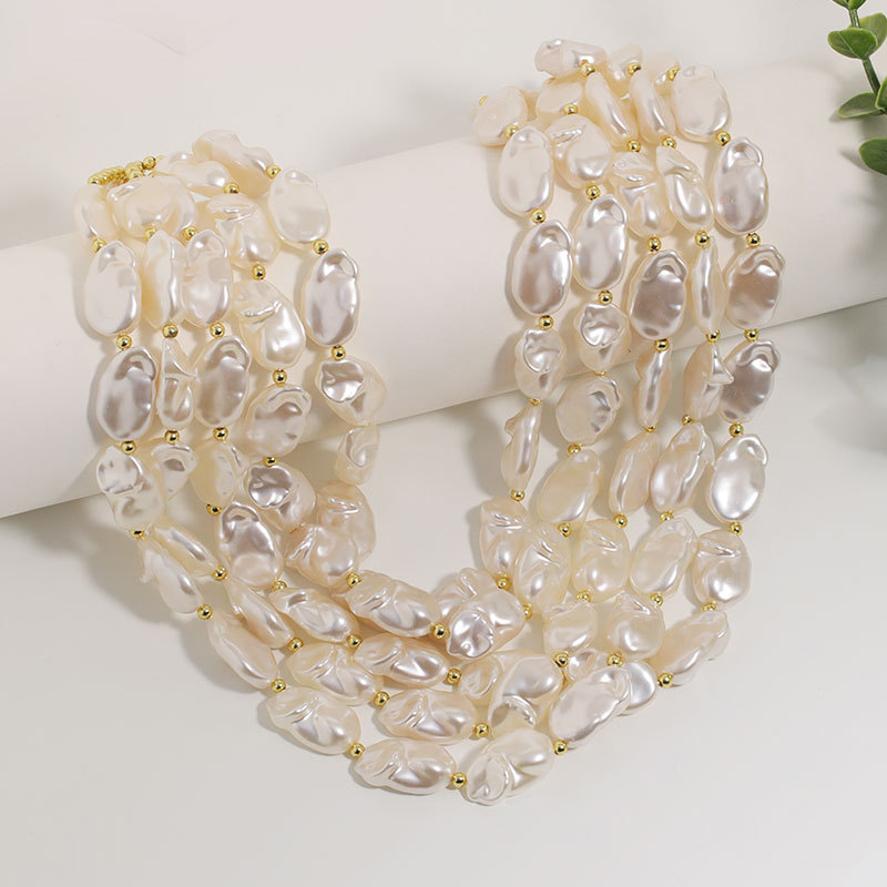 Elegant Imitation Pearl Baroque Multi-layered Necklace
