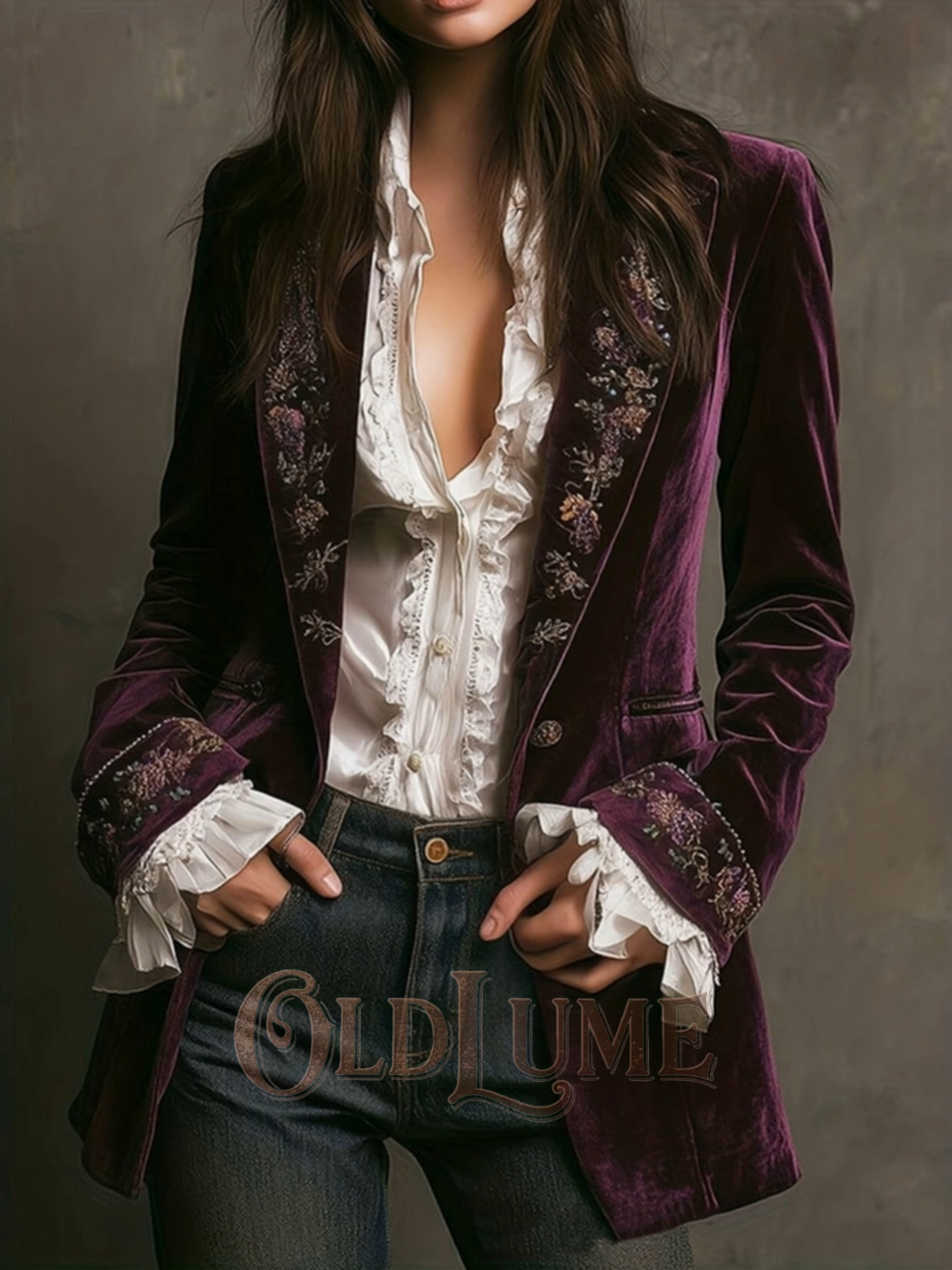 Vintage Patchwork Lace Gold Velvet Jacket