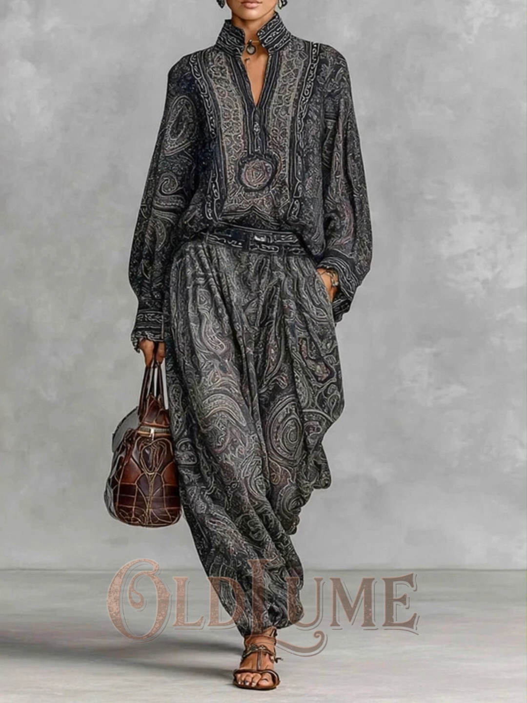 Paisley Pattern Premium Retro Style Two-piece Set