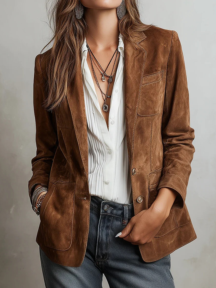 Vintage Suede Single-breasted Jacket