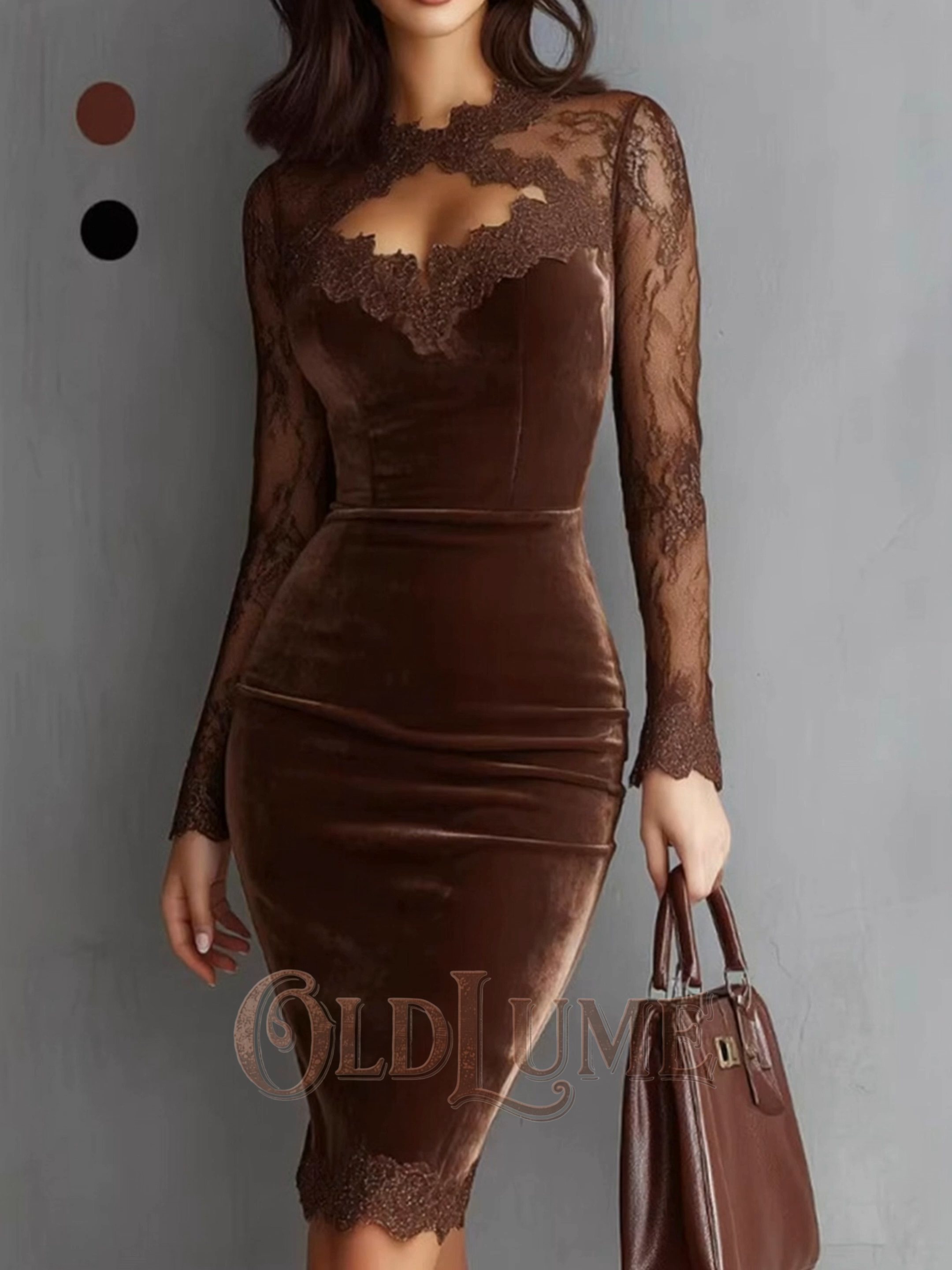 Women's Retro Elegance With Lace Trim Embroidered Dress